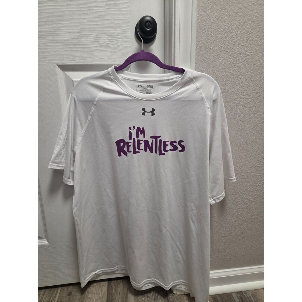 Under Armour Men's XL HeatGear Graphic Performance T-Shirt White Purple